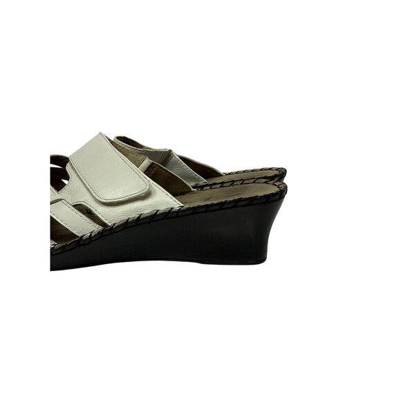 Duck Head Women's Sandals BETH White Wedge Leather Open Toe Size 10 Wide - Picture 4 of 8